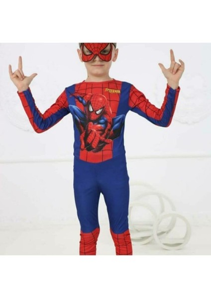 Kırmızı Erkek Çocuk Marvel Spider-Man Kostümü Yeni Örümcek Adam Kostüm Maskeli Polyester 100% Polyester