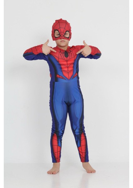 Kırmızı Spiderman Çocuk Kostümü - Süper Kahraman Kostümü, Halloween ve Parti Kostümü