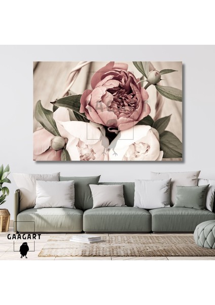 Tekli Yatay Kanvas Duvar Tablosu Yakın Açı Dekoratif Çiçekler
