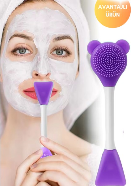 Silikon Yüz Temizleme & Peeling Ve Maske Fırçası - Silikon 3 Taraflı Yüz Temizleme Ve Maske Fırçası