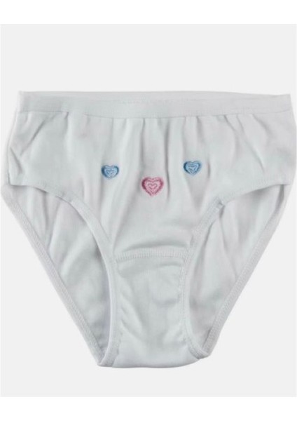 5'li Nakış Işlemeli Ribana %100 Pamuk Penye Kız Çocuk Külot