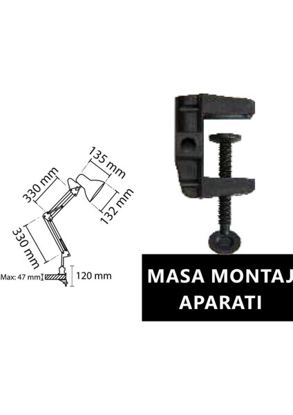 Kablolu Köln Mengeneli Masa Lambası Siyah Renk YL86-1311 E27 34 x 48 Metal Siyah Masa Üstü indirimleri