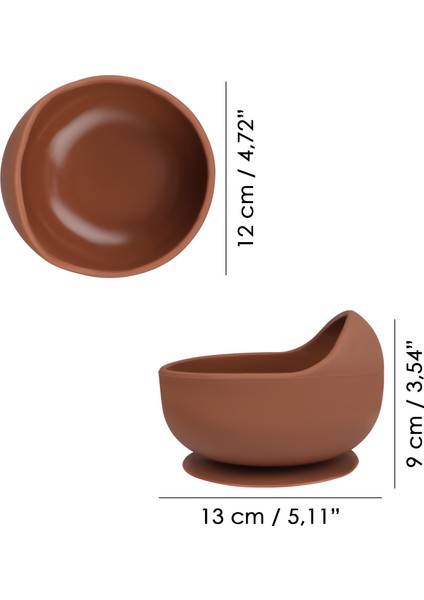 Vakum Tabanlı Bebek Mama Kasesi - Vakumlu Oval Silikon Kase - Kahve indirimleri