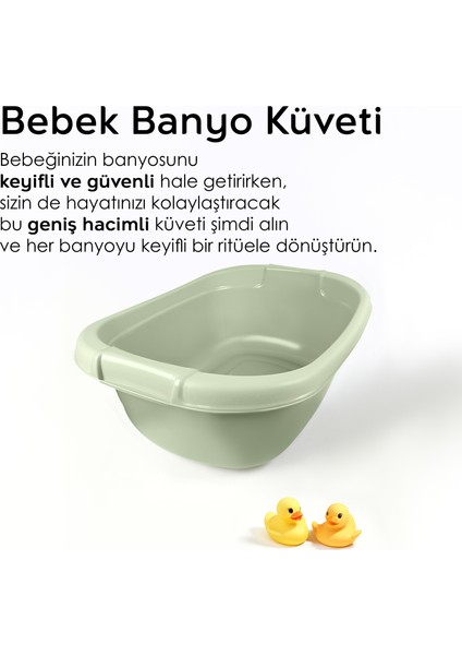 Meleni Baby 3’lü Bebek Banyo Seti - Bebek Yıkama Küveti - Su Kovası - Maşrapa - Bebek Yıkama Filesi li