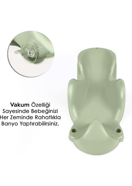 2'li Bebek Banyo Seti - Bebek Yıkama Küveti - Vakum Tabanlı Yıkama Aparatı Oturağı - Yeşil modelleri