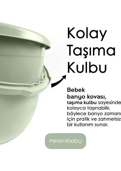 3'lü Bebek Banyo Seti - Vakum Tabanlı Yıkama Aparatı - Banyo Su Kovası - Maşrapa - Yeşil modelleri