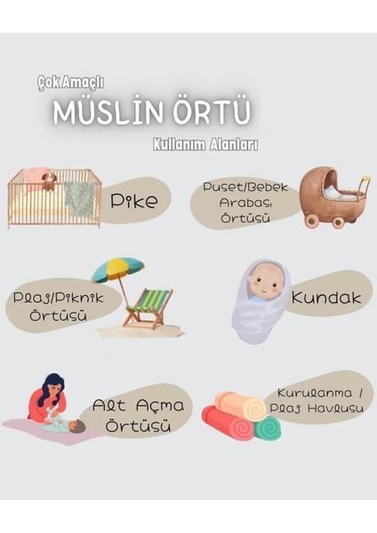 Pamuklu 4 Katlı Sallanan At Nakışlı Çok Amaçlı 90X80 Bebek Müslin Örtü Battaniye