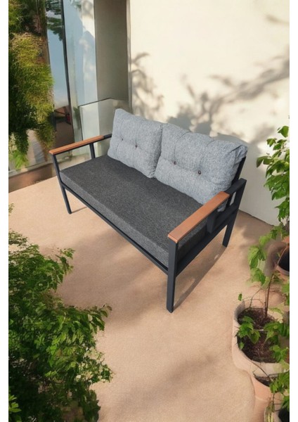 Pi Elize Tekli Bahçe Mobilyası,balkon Mobilyası 2'li 60X120CM Antrasit ve Gri