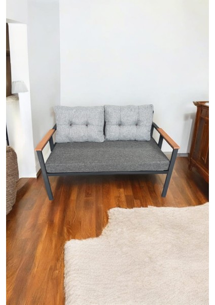 Pi Elize Tekli Bahçe Mobilyası,balkon Mobilyası 2'li 60X120CM Antrasit ve Gri