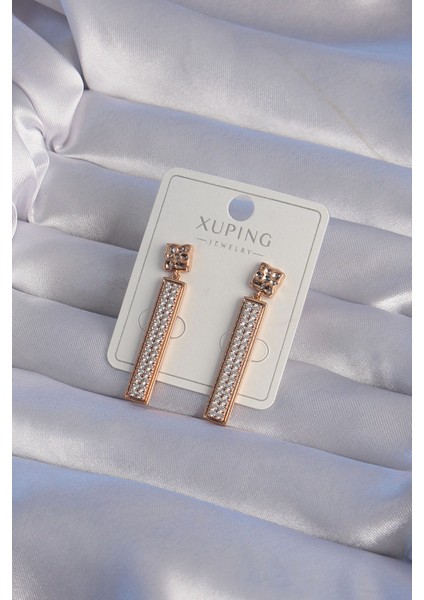 Mulvxxmd XDN02 Xuping Rose Renk Zirkon Taşlı Su Yolu Küpe (Mulvix)