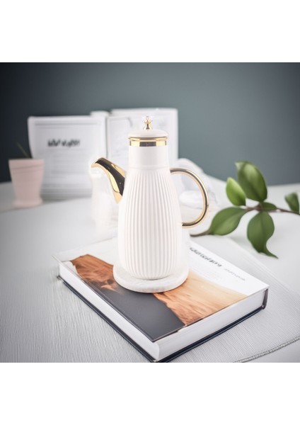 Violet Gold Detaylı Kristal Kapaklı Porselen Yağlık Yağdanlık Sirkelik