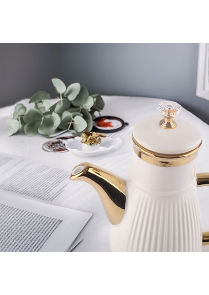Violet Gold Detaylı Kristal Kapaklı Porselen Yağlık Yağdanlık Sirkelik