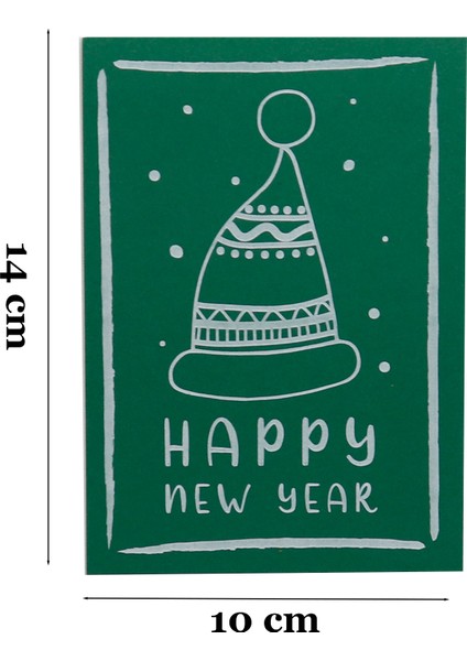 10X14 cm Yılbaşı Temalı 5 Adet Tebrik Kartı Model-5 Happy New Year