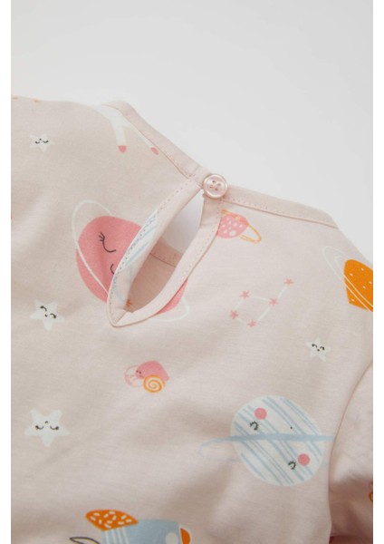 Kız Bebek Pijama Takım Desenli Penye Uzun Kollu Üst Beli Lastikli Uzun Alt C9637A524AU