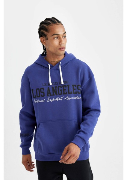 Fit NBA Los Angeles Lakers Oversize Geniş Kalıp Bisiklet Yaka Kalın Sweatshirt C9255AX24AU
