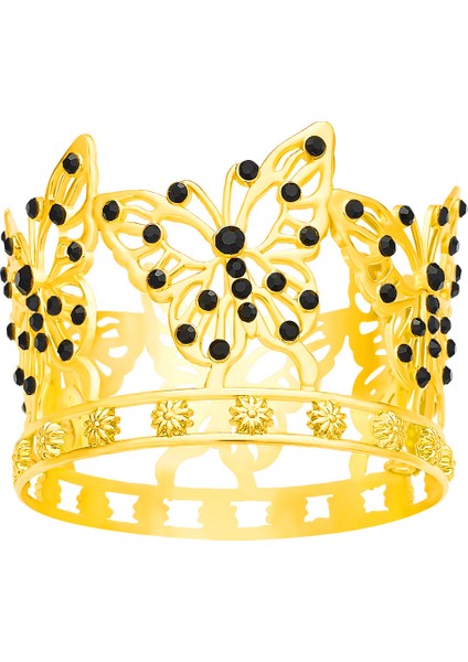 Orijinal Yeni Çiçek Dekorasyon Kelebek Taç Zarif Alaşım Yuvarlak Taç Doğum Günü Partisi Pastası Dekorasyon (Yurt Dışından)