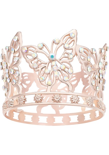 Orijinal Yeni Çiçek Dekorasyon Kelebek Taç Zarif Alaşım Yuvarlak Taç Doğum Günü Partisi Pastası Dekorasyon (Yurt Dışından)