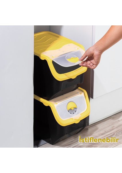 1506 Sarı 2'li Çok Amaçlı Plastik Patates Soğan Sarımsak Saklama Kutusu 12l