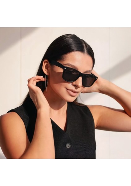 Siyah Mat Unisex Güneş Gözlüğü UV400 Korumalı