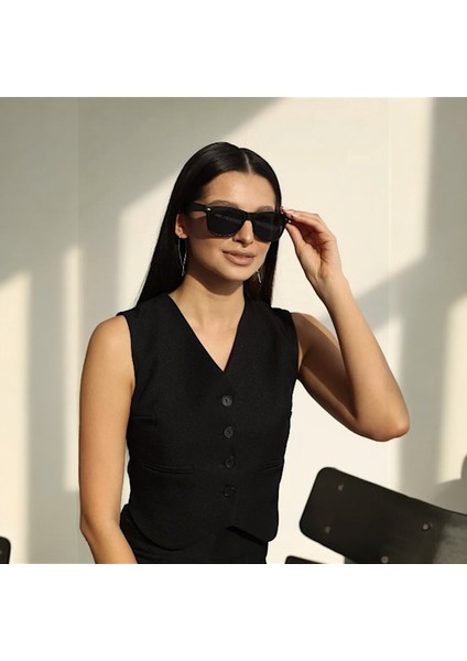 Siyah Mat Unisex Güneş Gözlüğü UV400 Korumalı