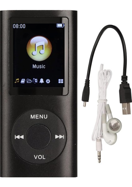 Mp3 Çalar Şık Çok Fonksiyonlu Kayıpsız, Kulaklıklı, 1,8 Inç Ince LCD Ekranlı Taşınabilir Destek Hafıza Kartı