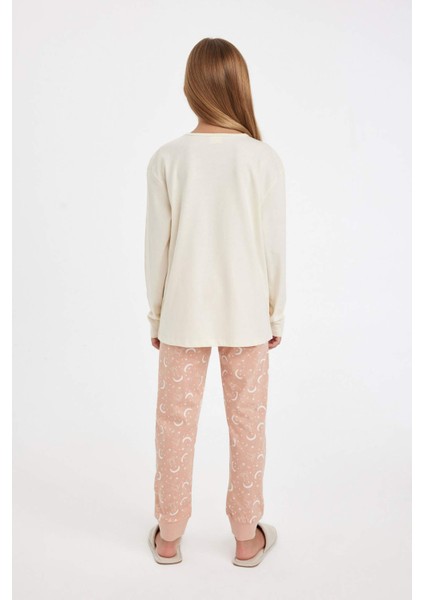 Kız Çocuk Pijama Takımı Balerin Kız Baskılı Uzun Kollu Üst Uzun Alt D6051A824AU