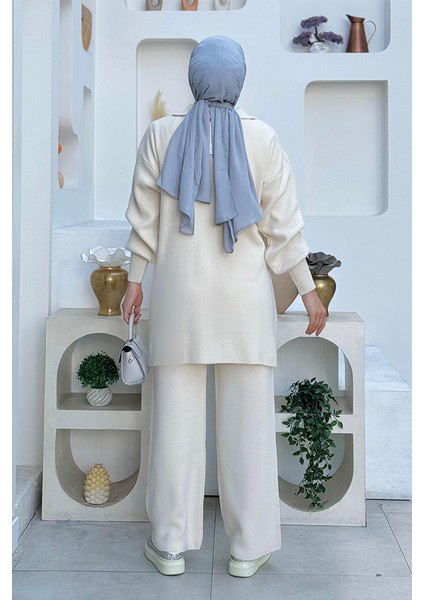 Yakası Fermuarlı Tunik ve Pantolon Ikili Triko Takım 2-1535 Taş fiyatları