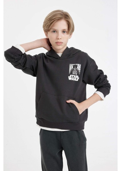 Erkek Çocuk Star Wars Bisiklet Yaka Sırt Baskılı Sweatshirt C9737A824AU