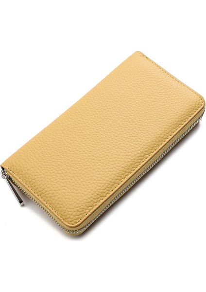 Büyük Kapasiteli Sığır Derisi Kadın Fermuarlı Cüzdan Uzun (Yurt Dışından)