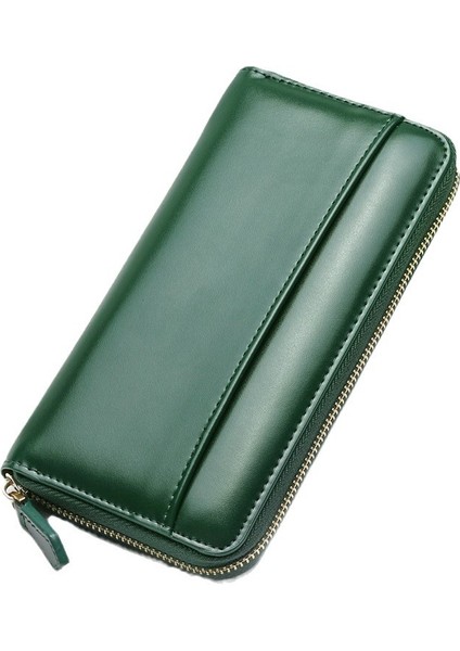 Büyük Kapasiteli Sığır Derisi Kadın Fermuarlı Cüzdan Uzun (Yurt Dışından)