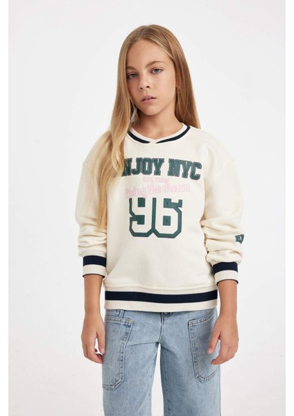 Kız Çocuk Relax Fit V Yaka Baskılı Okul Sweatshirt C7789A824AU modelleri