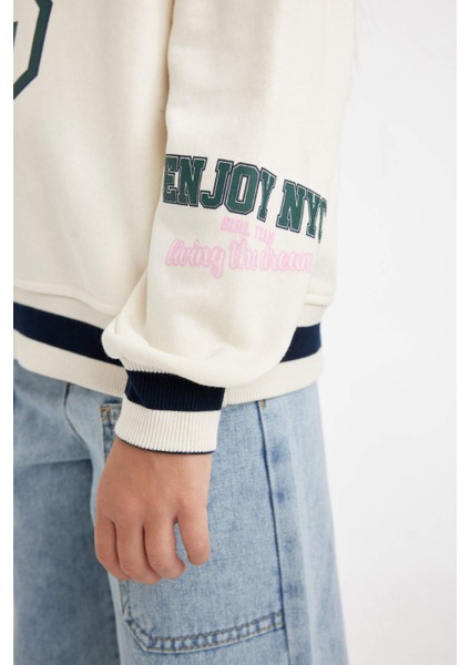 Kız Çocuk Relax Fit V Yaka Baskılı Okul Sweatshirt C7789A824AU indirimleri