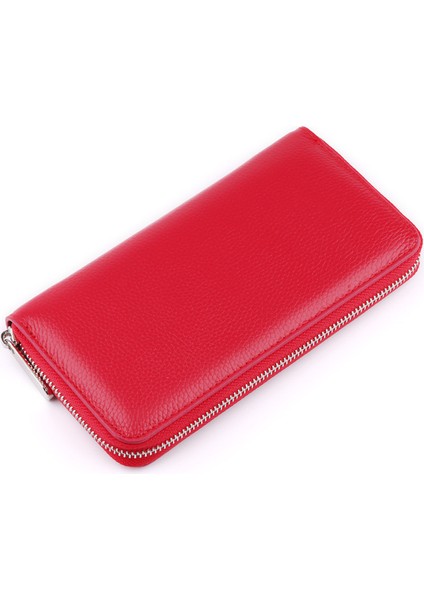 Büyük Kapasiteli Sığır Derisi Kadın Fermuarlı Cüzdan Uzun (Yurt Dışından)