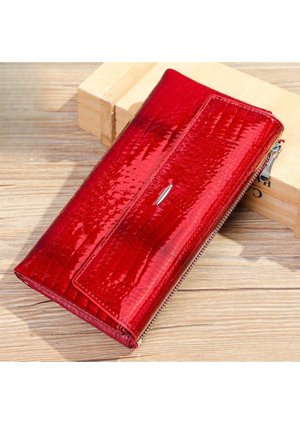 Hakiki Deri, Uzun Cüzdan, Geniş Kapasite, Çoklu Kart Yuvası, Kadın Clutch, Rugan (Yurt Dışından)