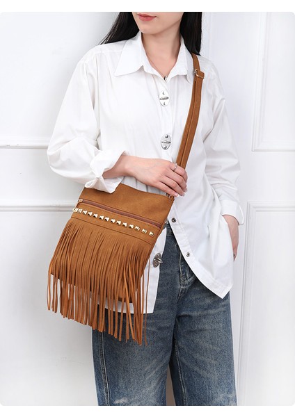 Kadın Çantası Buzlu Perçin Püskül Tek Omuz Crossbody Çanta (Yurt Dışından) fırsatları