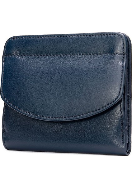 Kırpılmış Sığır Derisi Cüzdan Kadın Cüzdan Çoklu Kart Yuvası Vintage (Yurt Dışından)