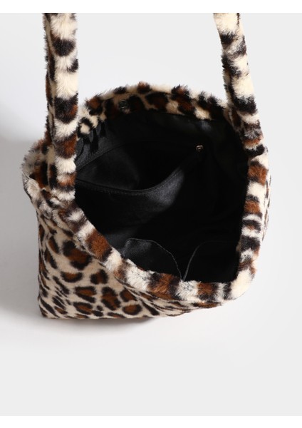 Leopar Desenli Peluş Büyük Kapasiteli Kadın Omuz Çantası Çantası (Yurt Dışından) modelleri