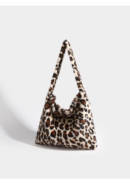 Leopar Desenli Peluş Büyük Kapasiteli Kadın Omuz Çantası Çantası (Yurt Dışından) fırsatları