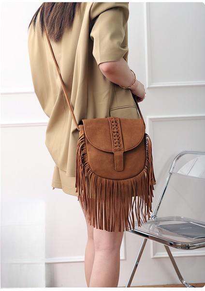 Kadın Püsküllü Omuz Çantası Crossbody Çanta (Yurt Dışından) modelleri