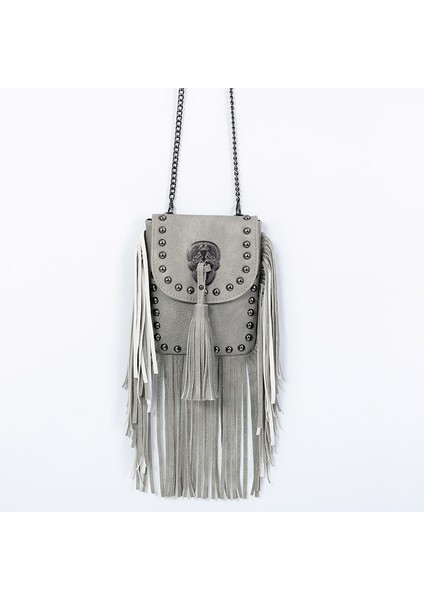 Perçin Püskül Zincir Tek Omuz Crossbody Çanta Kadın Çantası (Yurt Dışından)