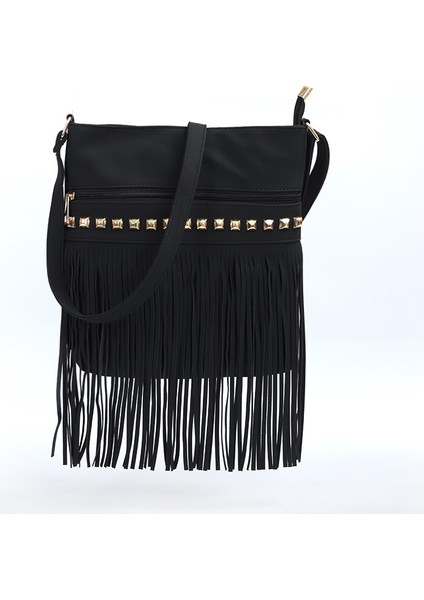 Kadın Çantası Buzlu Perçin Püskül Tek Omuz Crossbody Çanta (Yurt Dışından)