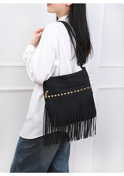 Kadın Çantası Buzlu Perçin Püskül Tek Omuz Crossbody Çanta (Yurt Dışından) fiyatları