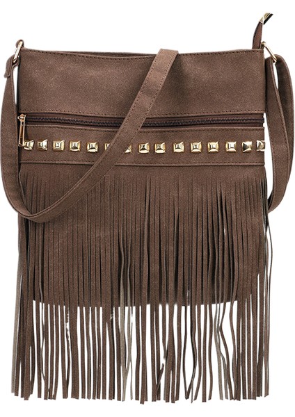 Kadın Çantası Buzlu Perçin Püskül Tek Omuz Crossbody Çanta (Yurt Dışından)