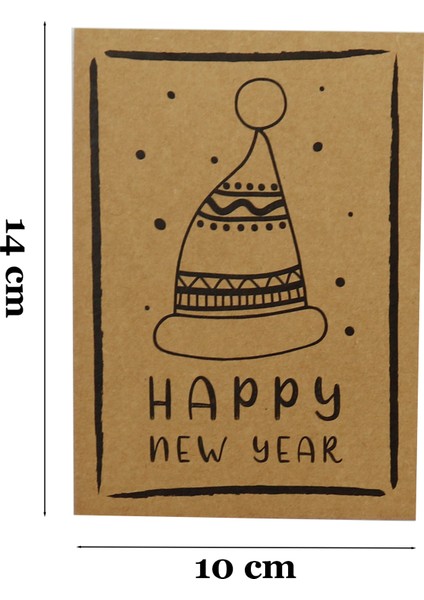 10X14 cm Yılbaşı Temalı 5 Adet Tebrik Kartı Model-4 Happy New Year