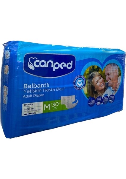 Tekstil Belbantlı Hasta Bezi Medium Beden 30'lu