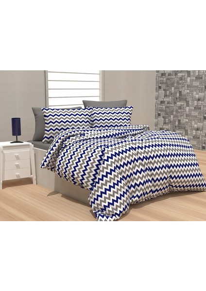 Evimce Linens Laci Gri Zigzag  Çift Kişilik Nevresim Seti