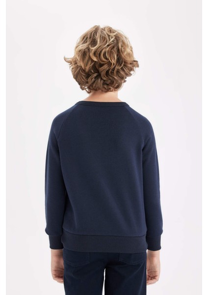 Erkek Çocuk Lacivert Bisiklet Yaka Pamuklu Basic Düz Okul Sweatshirt A4246A824AU indirimleri