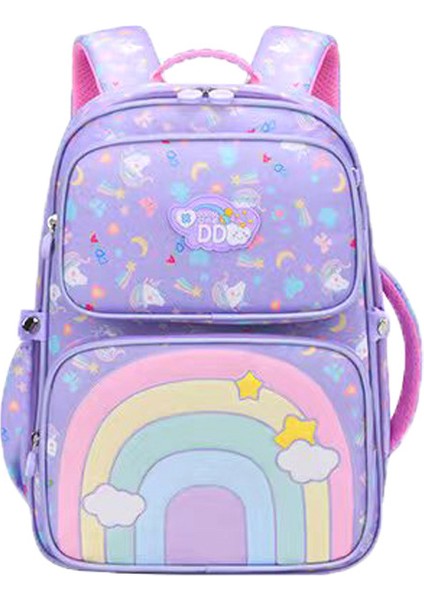 Ilkokul Öğrencilerinin Gökkuşağı Çiçekli Omurgasını Koruyan ve Yükü Azaltan Çok Bölmeli Çocuk Okul Çantası Suya, Kire Dayanıklı ve Kamburluğa Dayanıklıdır (Yurt Dışından)