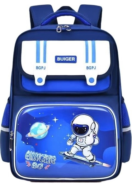 Karikatür Astronot Ilkokul Öğrencisi Büyük Kapasiteli Okul Çantası 3-6. Sınıf Erkek ve Kadın Yükünü Azaltan Çocuk Sırt Çantası (Yurt Dışından)