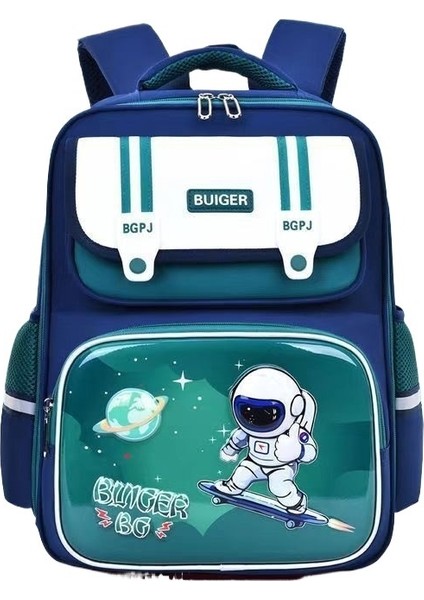 Karikatür Astronot Ilkokul Öğrencisi Büyük Kapasiteli Okul Çantası 3-6. Sınıf Erkek ve Kadın Yükünü Azaltan Çocuk Sırt Çantası (Yurt Dışından)